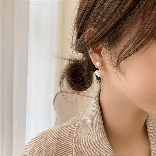 "Pearl Amour" – Heart & Pearl Drop Earrings
